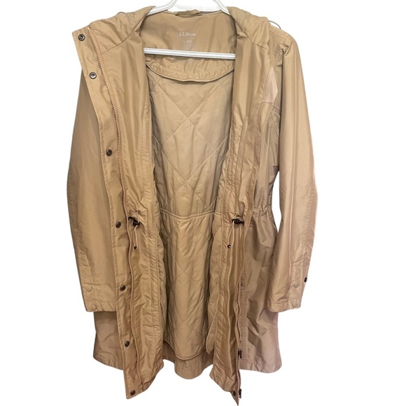 L.L. Bean Women's Tan Raincoat Sz S H2OFF Removable Lining - Picture 3 of 16
